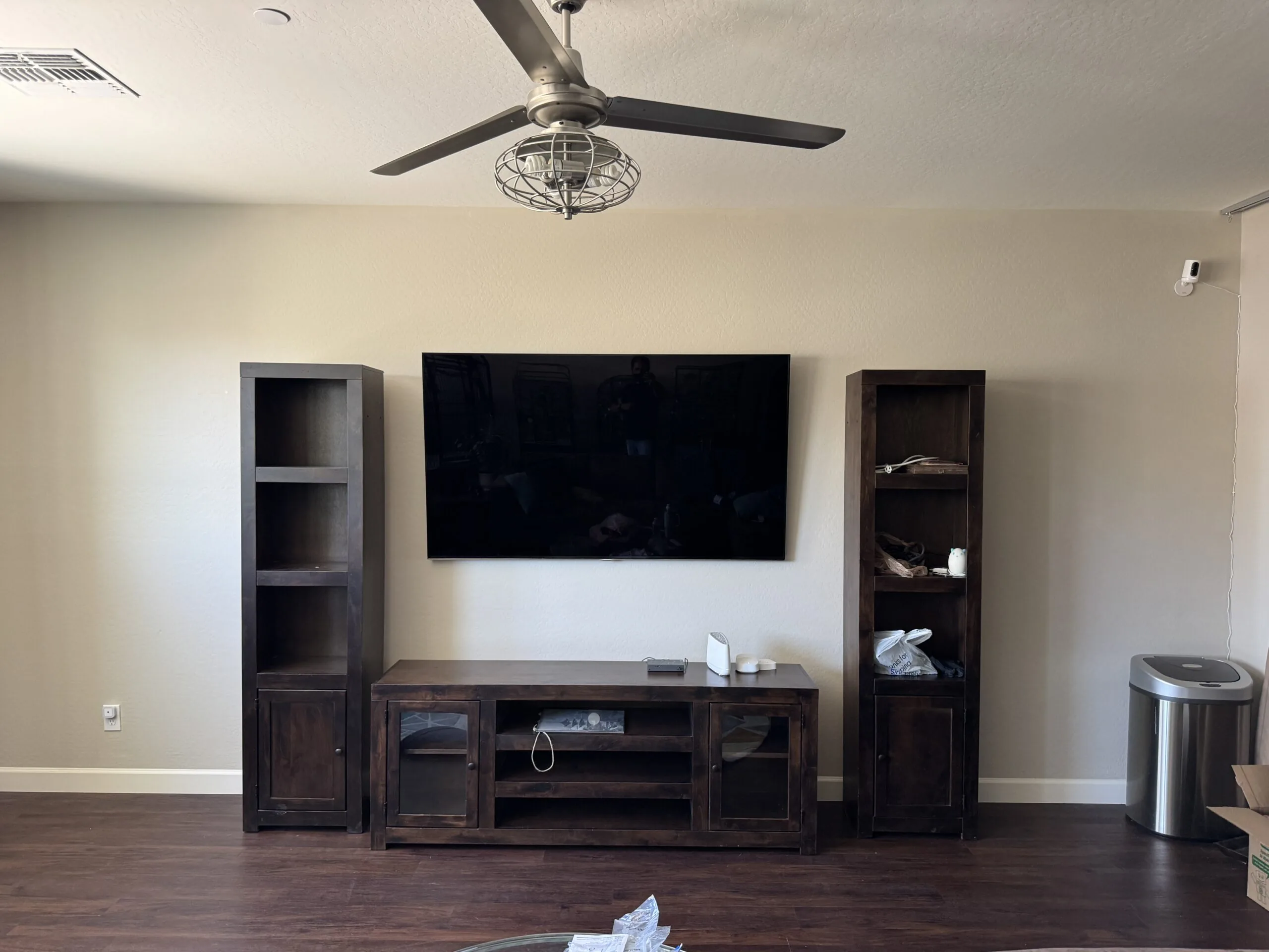 After: TV Mounted Above Entertainment Center